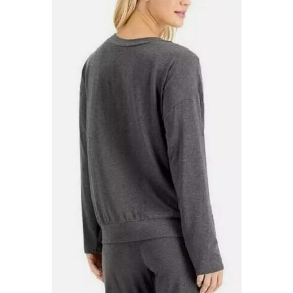 ALFANI WOMENS LARGE SOFT LONG-SLEEVE LOUNGE SLEEP TOP CHARCOAL HEATHER GRAY NEW - Picture 2 of 12